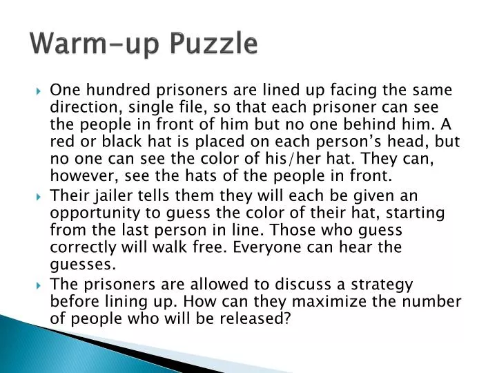 warm up puzzle