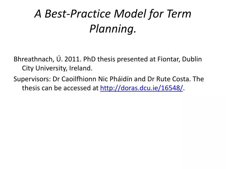 a best practice model for term planning