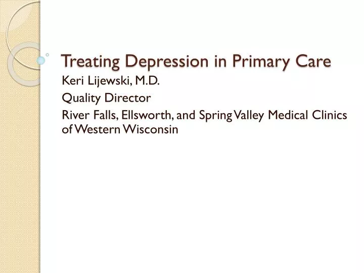 treating depression in primary care
