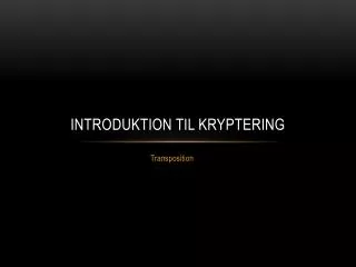 introduktion til kryptering