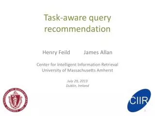 Task-aware query recommendation