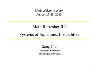 Math Refresher III: Systems of Equations, Inequalities
