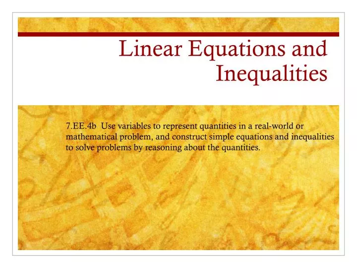 linear equations and inequalities