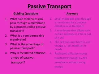 Passive Transport