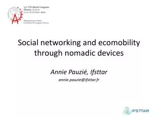 Social networking and ecomobility through nomadic devices