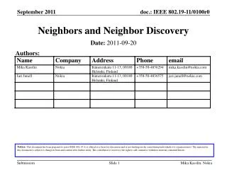 Neighbors and Neighbor Discovery
