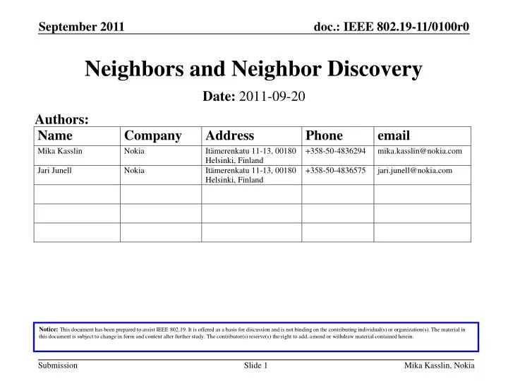 neighbors and neighbor discovery