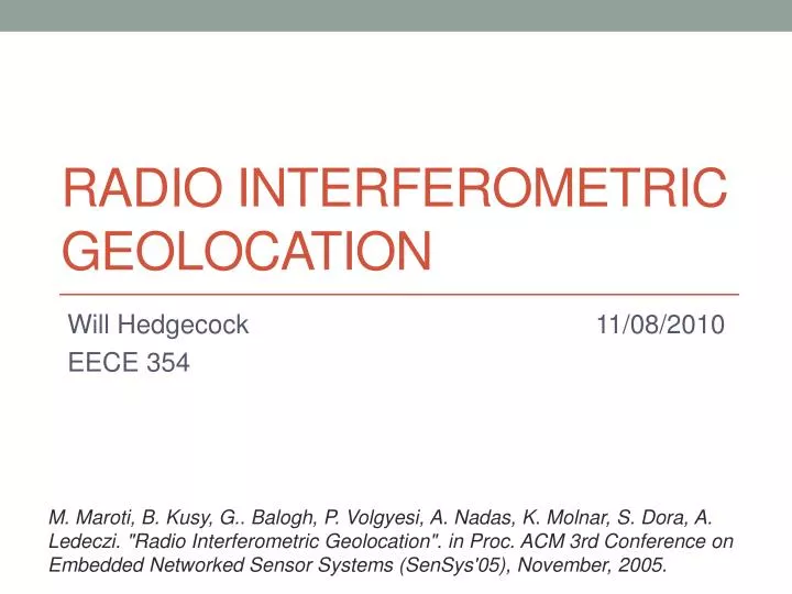 radio interferometric geolocation