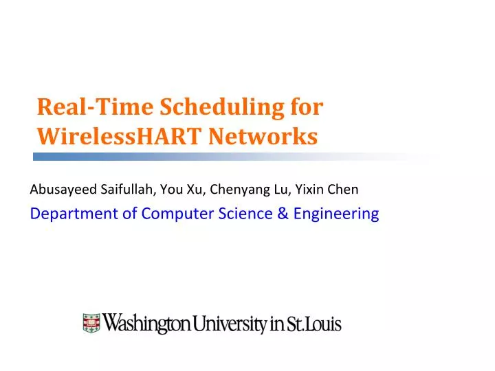 real time scheduling for wirelesshart networks