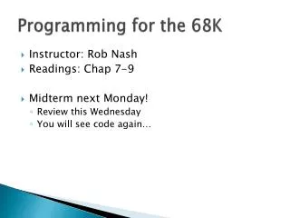 Programming for the 68K