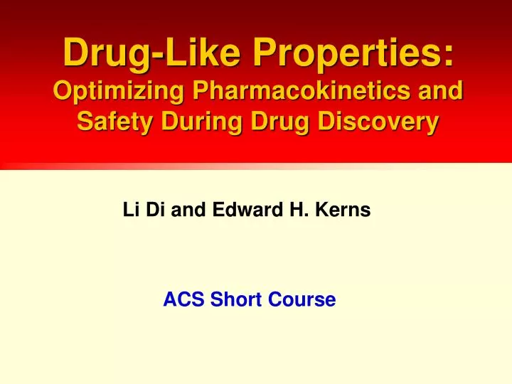 drug like properties optimizing pharmacokinetics and safety during drug discovery