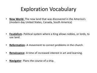 Exploration Vocabulary