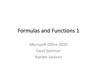 Formulas and Functions 1