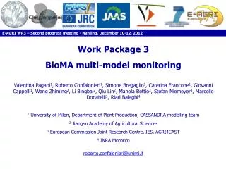 Work Package 3 BioMA multi-model monitoring