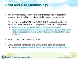 Road Diet DTA Methodology