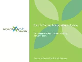 Plan &amp; Partner Management Update