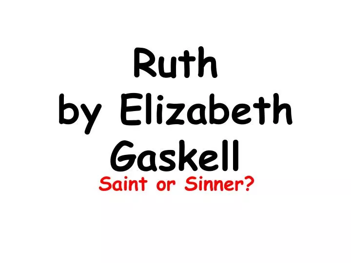 ruth by elizabeth gaskell