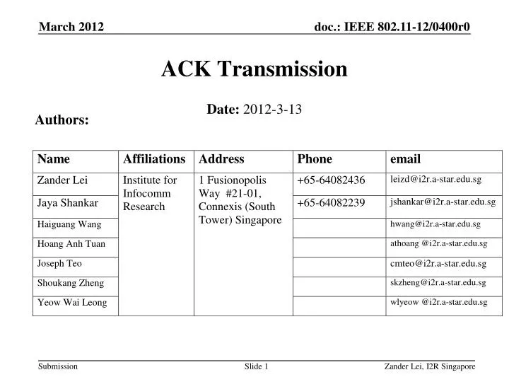 ack transmission