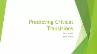 Predicting Critical Transitions