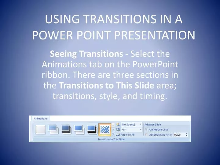 using transitions in a power point presentation