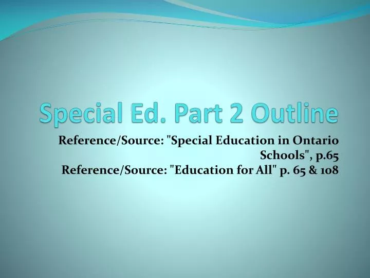 special ed part 2 outline