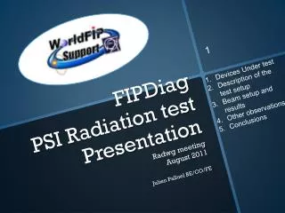 FIPDiag PSI Radiation test Presentation