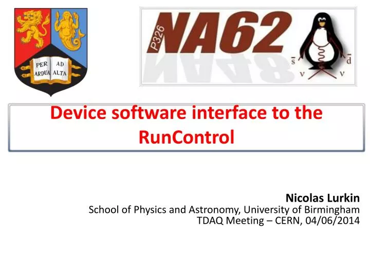 device software interface to the runcontrol