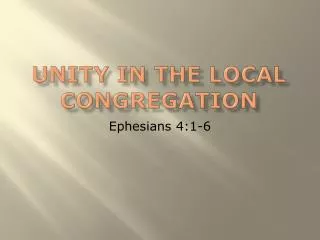 Unity in the Local Congregation