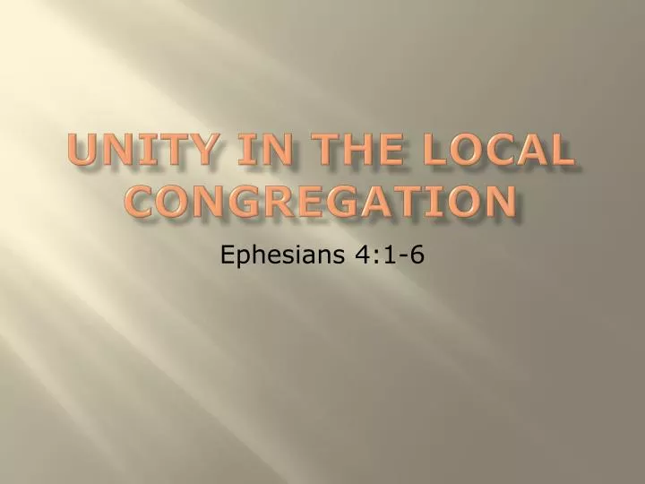 unity in the local congregation