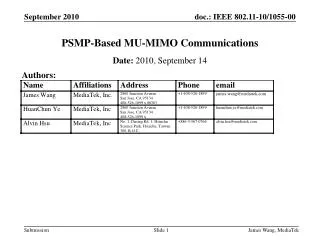 PSMP-Based MU-MIMO Communications
