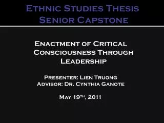 Ethnic Studies Thesis Senior Capstone