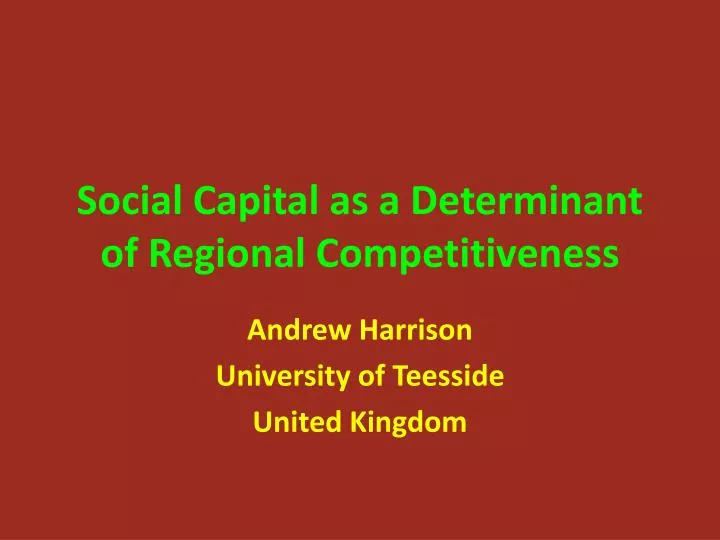 social capital as a determinant of regional competitiveness