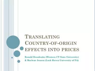 Translating Country-of-origin effects into prices