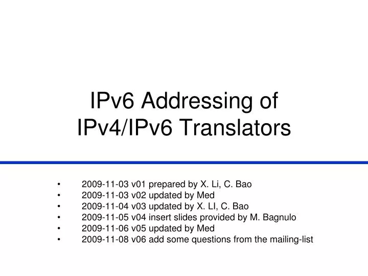 ipv6 addressing of ipv4 ipv6 translators