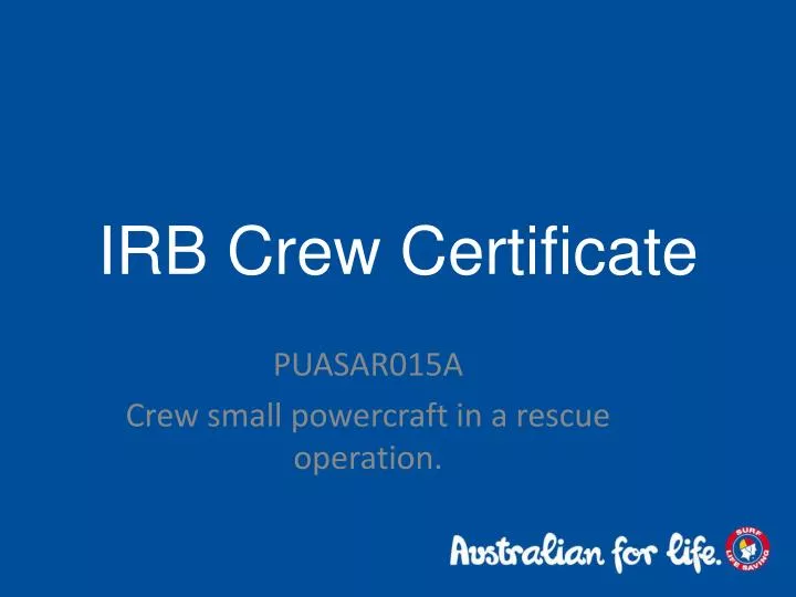 irb crew certificate