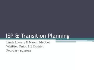IEP &amp; Transition Planning