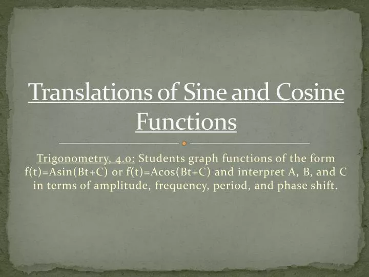 translations of sine and cosine functions