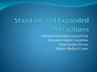 Standard and Expanded Precautions