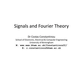 Signals and Fourier Theory