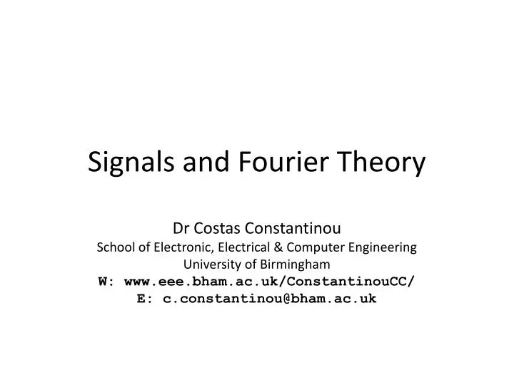 signals and fourier theory