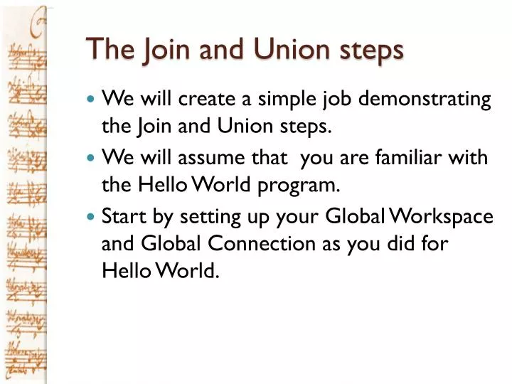the join and union steps