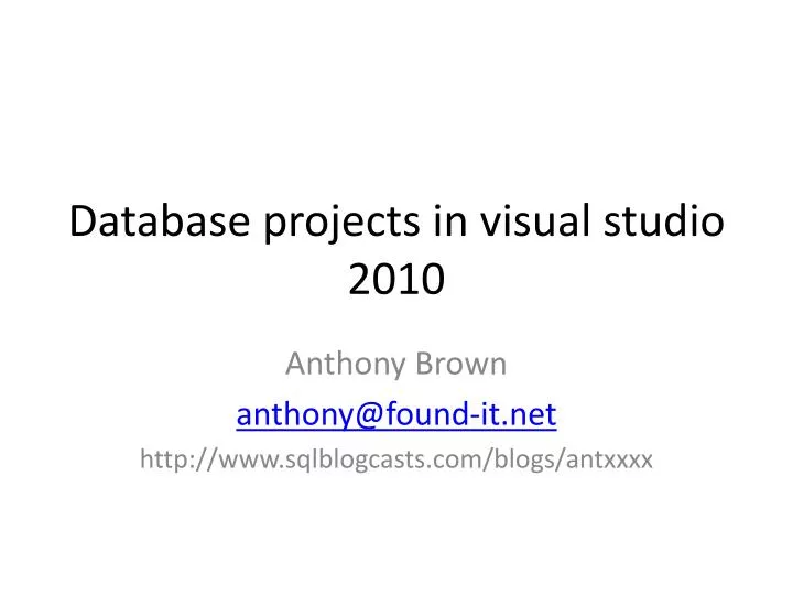 database projects in visual studio 2010