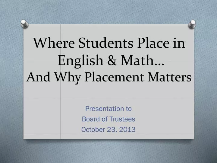 where students place in english math and why placement matters