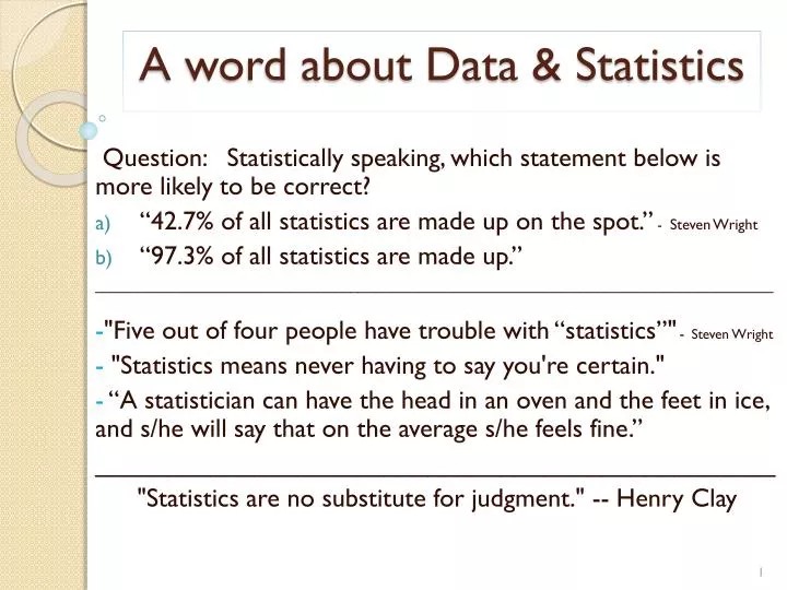 a word about data statistics