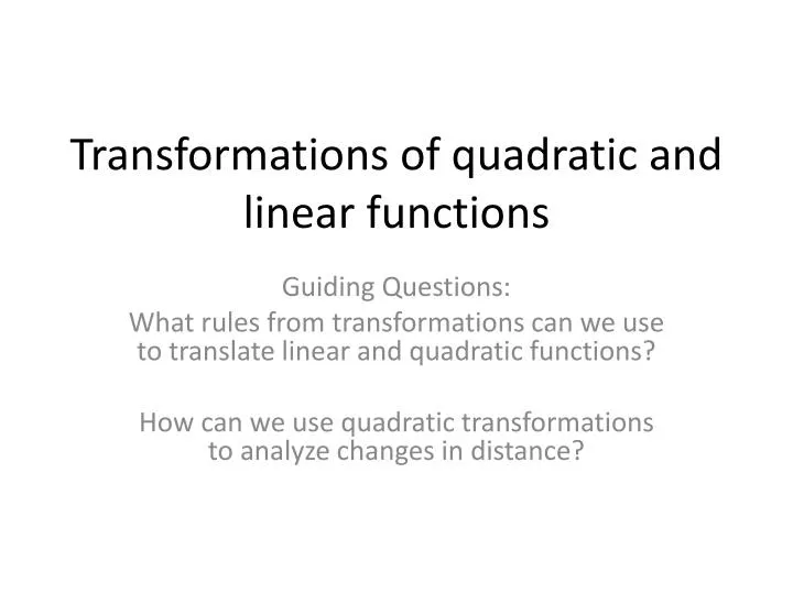 transformations of quadratic and linear functions