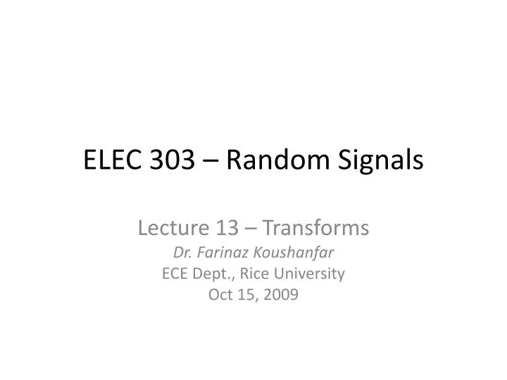 elec 303 random signals