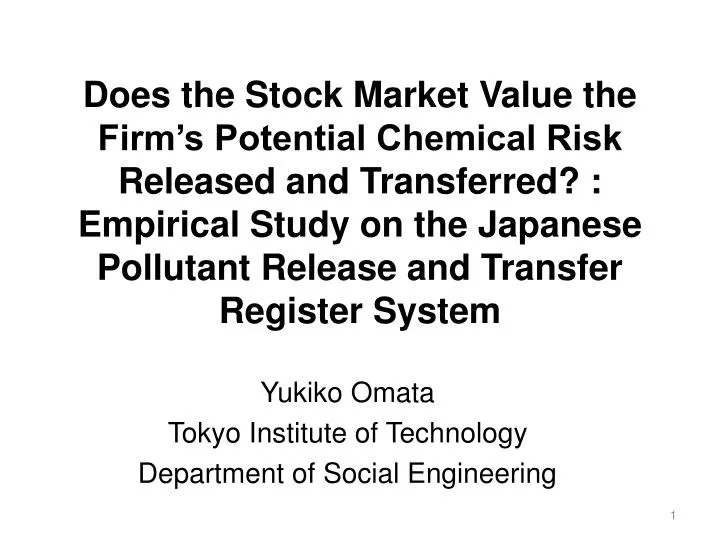 yukiko omata tokyo institute of technology department of social engineering