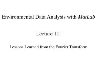 Environmental Data Analysis with MatLab