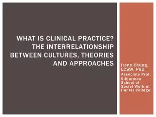 What is Clinical Practice? The Interrelationship between Cultures, Theories and Approaches