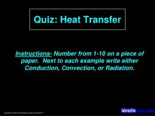 Quiz: Heat Transfer
